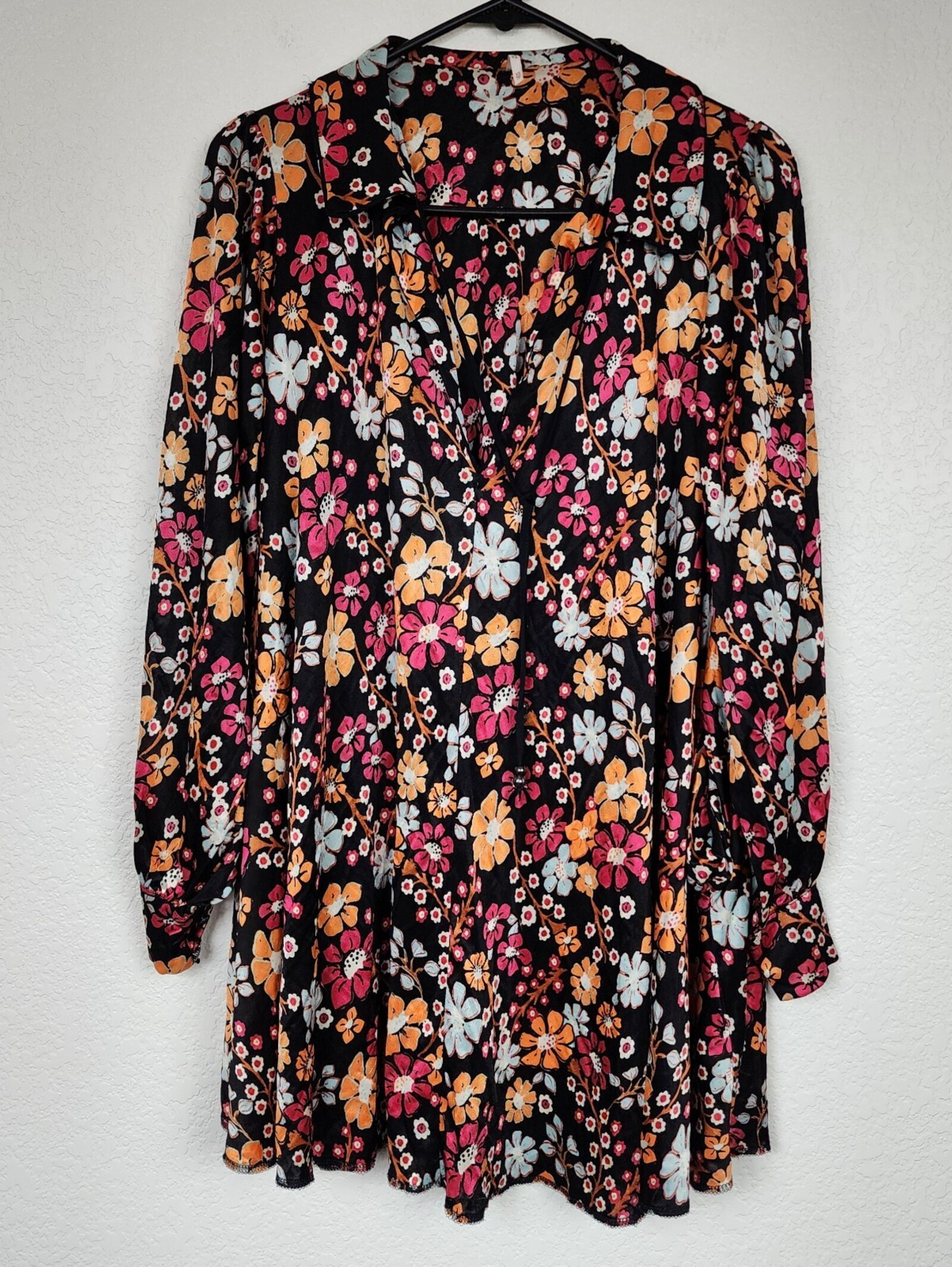 Free People Daisy Retro Floral Long Sleeve Mini Dress